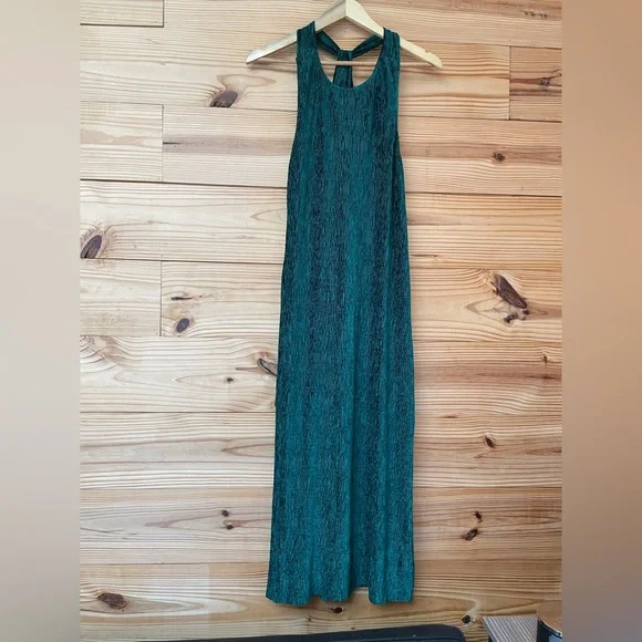 green emerald velvet dress Wishes | Bottle Green Velvet High-Neck Maxi Dress with Wrap Skirt